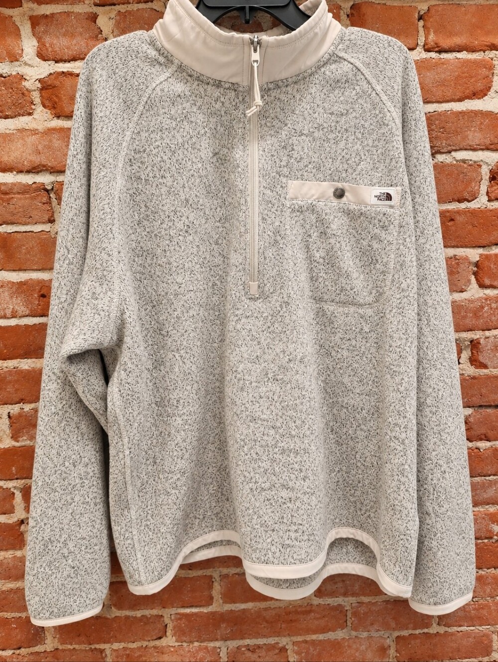 The North Face Men's XXL Sweater Fleece Quarter Zip Pullover Oatmeal Gray